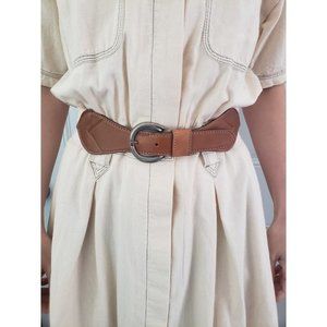 80s/90s GAP Pink‎ and Tan Leather Stretchy Waist Belt